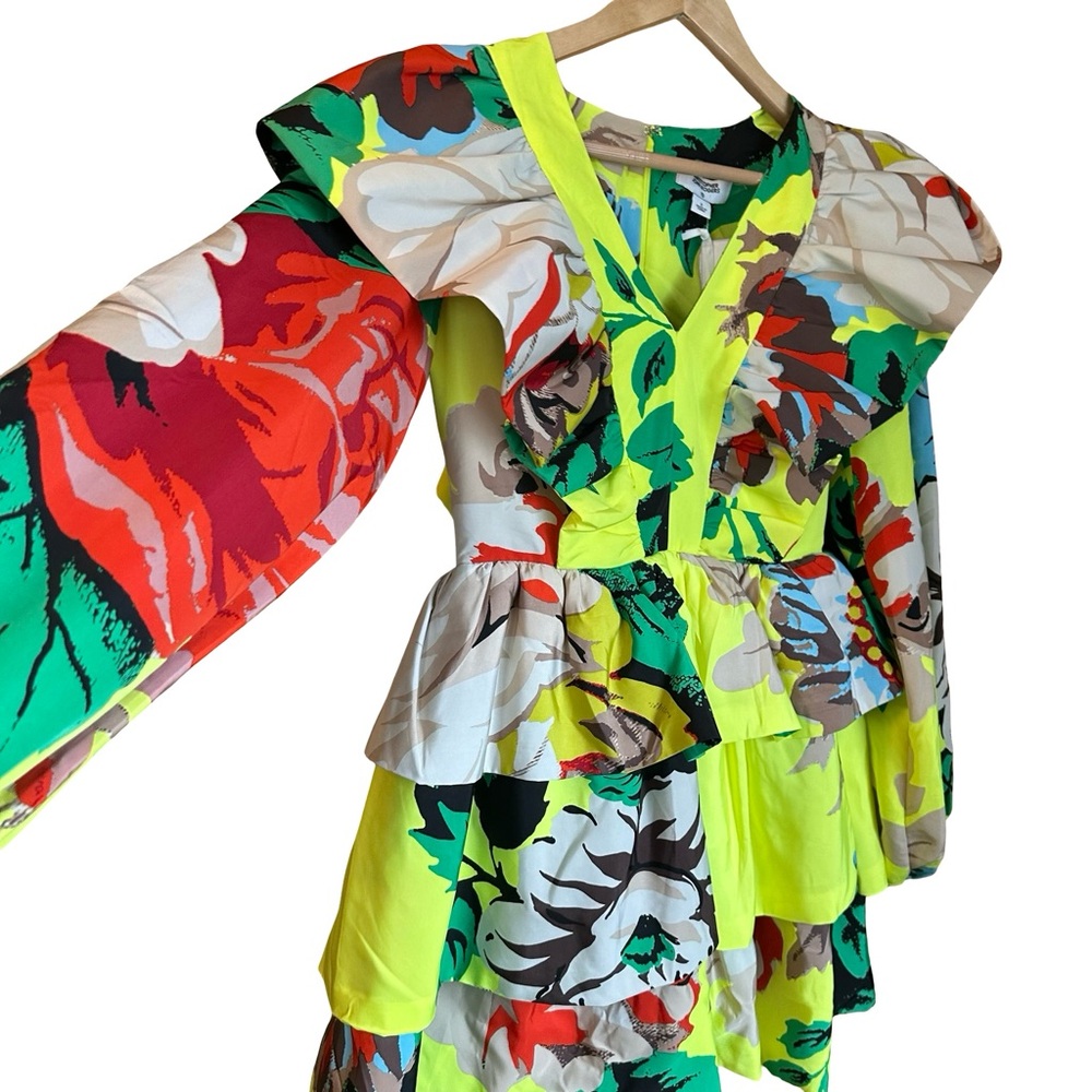 NWT Christopher John Rogers for Target Yellow Floral Long Sleeve Ruffle Dress 2 - Picture 6 of 15